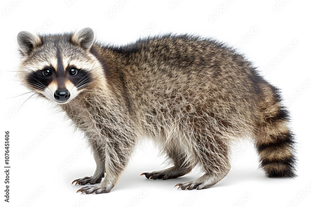 Curious Raccoon on White Background - Wildlife Photography for Nature Posters Curious Raccoon on White Background - Wildlife Photography for Nature Posters
