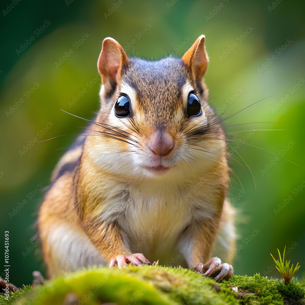 closeup selective focus shot of an eastern chipmunk