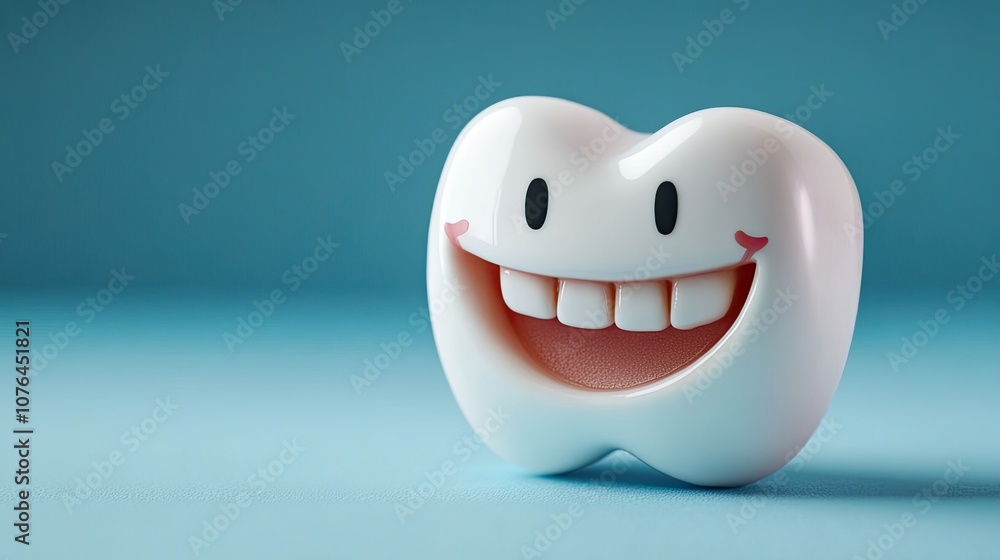 Obraz premium Cheerful Tooth Character on a Colorful Background