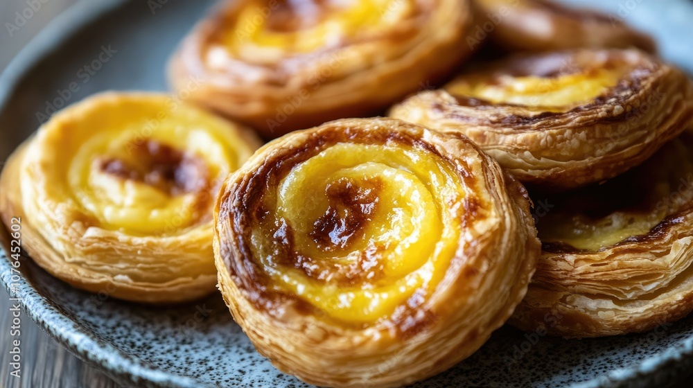 Fototapeta premium Delicious Pastries on Plate Freshly Baked Treats