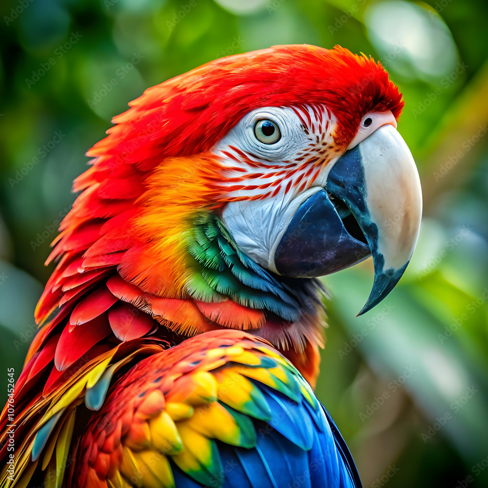 Fototapeta premium closeup shot of a cute macaw parrot with mesmerize