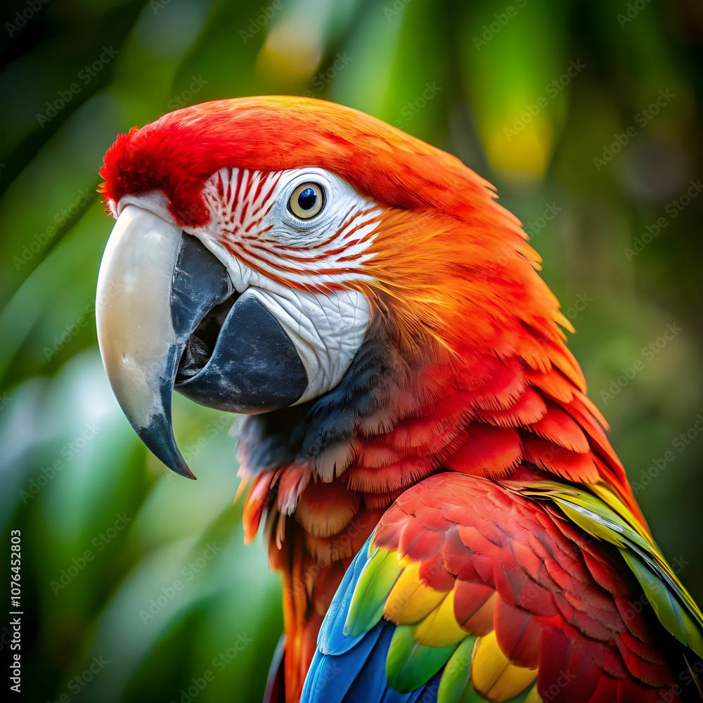Fototapeta premium closeup shot of a cute macaw parrot with mesmerize