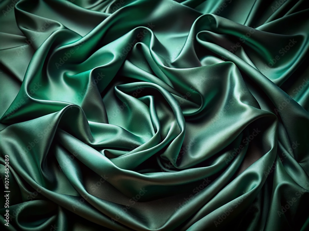 Elegant Dark Green Draped Satin Background with Subtle Textures for Photography and Design Projects, Ideal for Fashion Shoots, Product Displays, and Creative Compositions Elegant Dark Green Draped Satin Background with Subtle Textures for Photography and Design Projects, Ideal for Fashion Shoots, Product Displays, and Creative Compositions