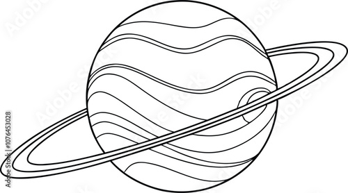 Single one line planet concept. Continuous line draw design graphic vector transparent with PNG