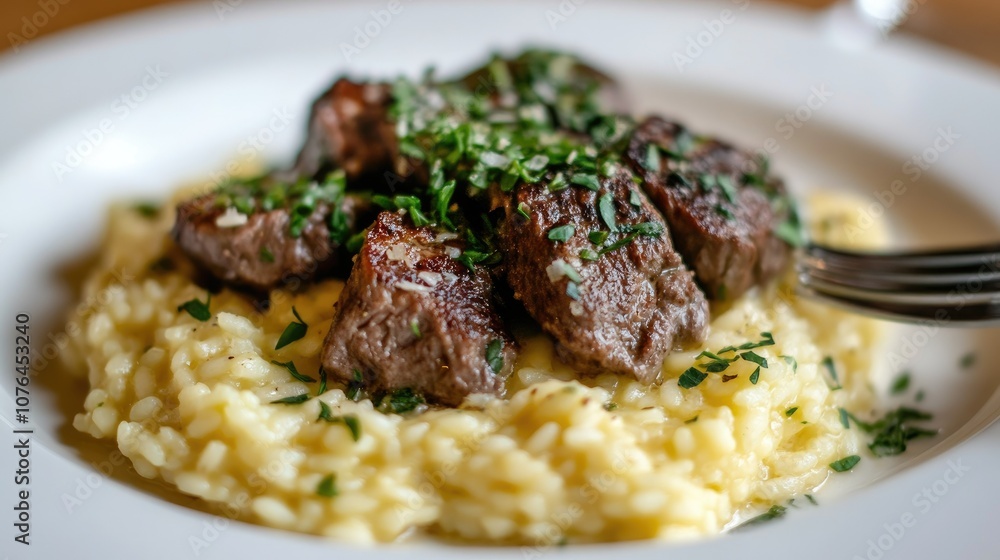 Delicious Steak Over Creamy Risotto