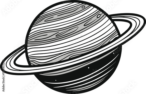 Single one line planet concept. Continuous line draw design graphic vector transparent with PNG