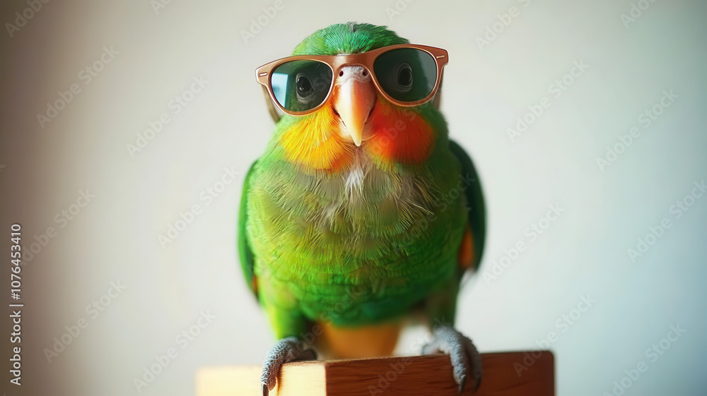 Naklejka premium Silly Parrot in Sunglasses