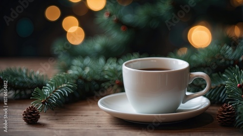 Wallpaper Mural white ceramic cup with black coffee chrismas decoration Torontodigital.ca