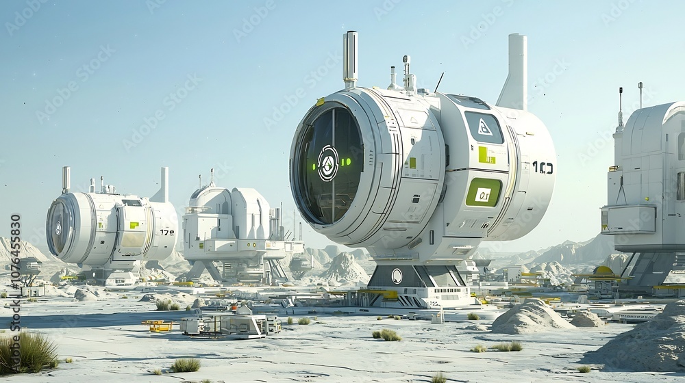 Futuristic human colony structures on an alien planet showcasing the possibility of an advanced intergalactic civilization The image depicts a sprawling metropolis with domed habitats Futuristic human colony structures on an alien planet showcasing the possibility of an advanced intergalactic civilization The image depicts a sprawling metropolis with domed habitats