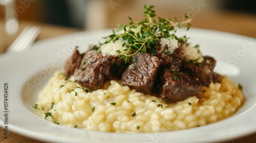 Delicious Risotto with Tender Beef and Herbs