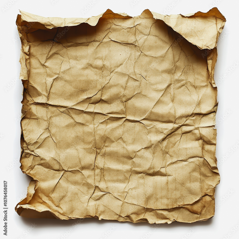Crumpled Aged Paper with Rough Edges, Ideal for Background, Textures, Vintage Themes, or Creative Art Projects and Crafts Crumpled Aged Paper with Rough Edges, Ideal for Background, Textures, Vintage Themes, or Creative Art Projects and Crafts