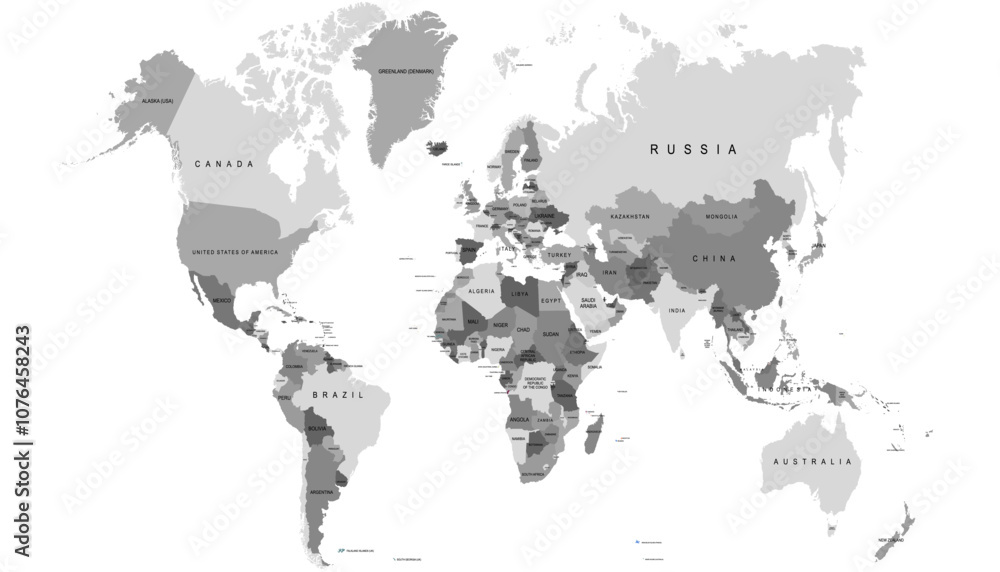 Obraz premium World map. Modern color vector map. Silhouette map
