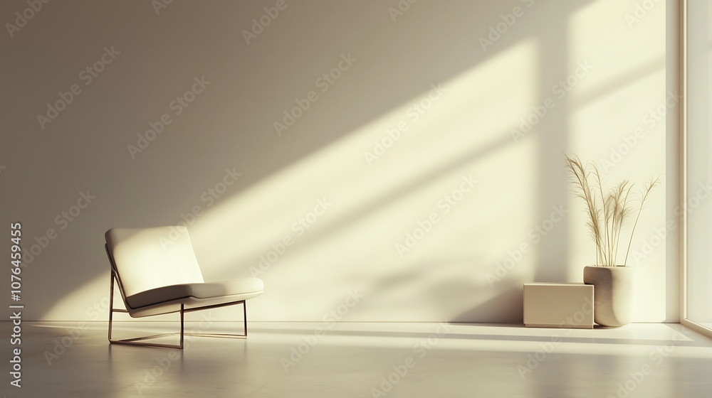 Minimalist Living Room Bathed in Warm Sunlight and Simplicity Minimalist Living Room Bathed in Warm Sunlight and Simplicity