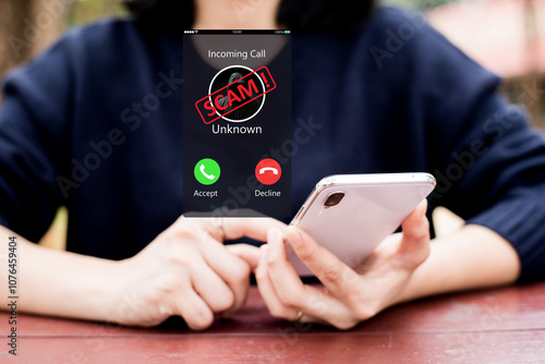 Obraz na plátně Phone Scam, fraud or phishing concept