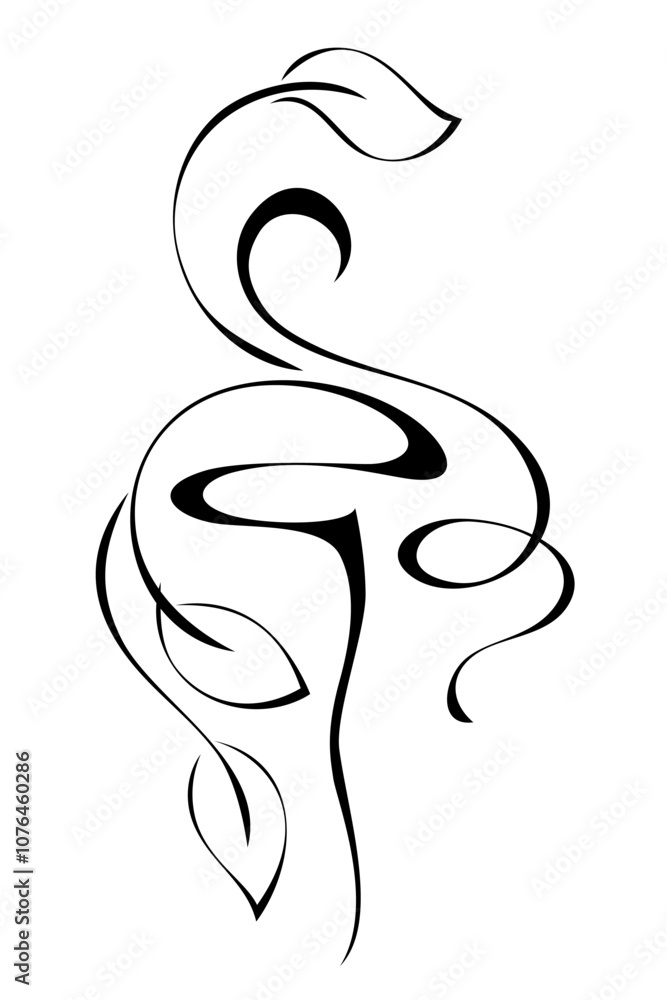 decorative element with stylized leaves and vignettes; graphic design decorative element with stylized leaves and vignettes; graphic design