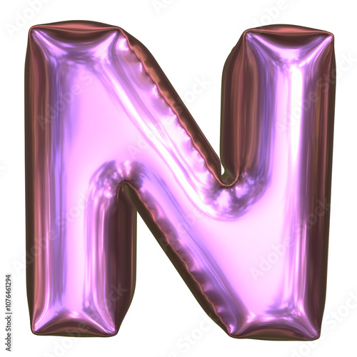 3D Mettalic Foil Letter N