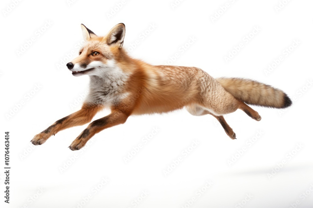 Fototapeta premium Fox long jump wildlife animal mammal.