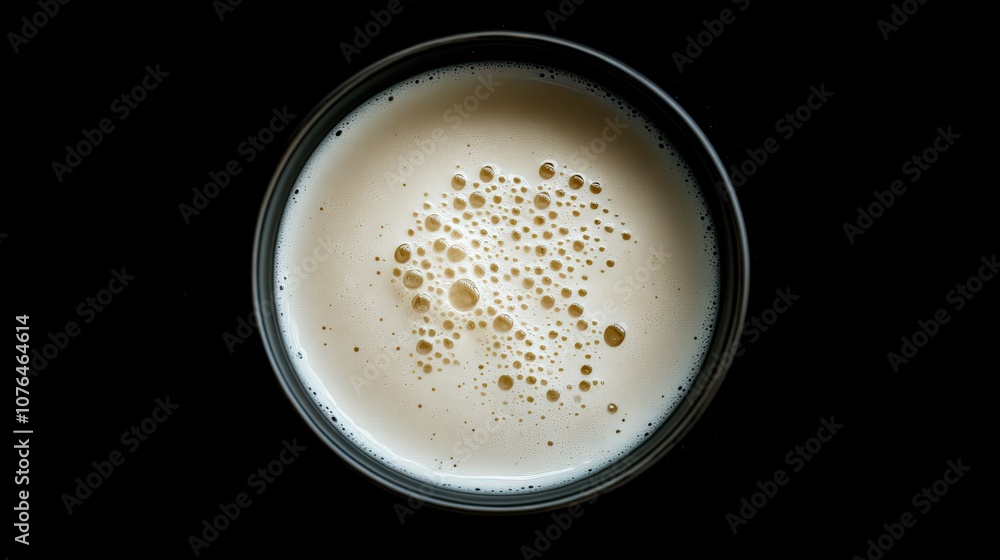 Close-Up of Foamy Drink in Dark Setting Close-Up of Foamy Drink in Dark Setting