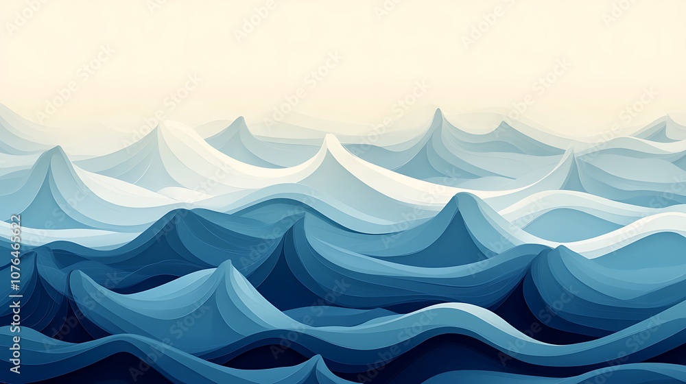 Abstract Blue and White Wavy Landscape Abstract Blue and White Wavy Landscape