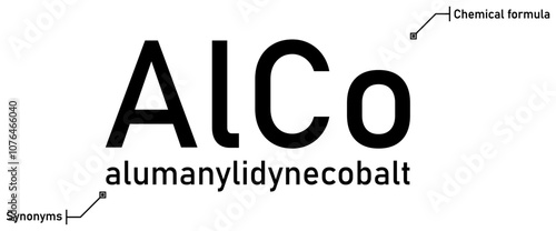 Alumanylidynecobalt chemical formula and synonyms with callout titles