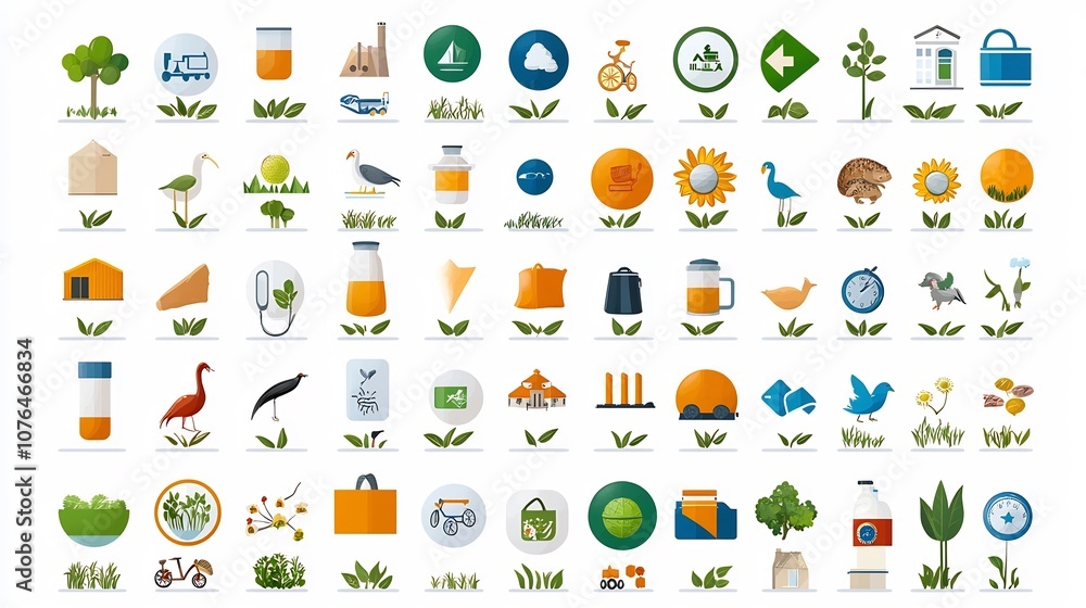 Fototapeta premium A comprehensive collection of 64x64 pixel perfect icons with editable stroke illustrating a wide range of sectors within society including tourism agriculture and public services