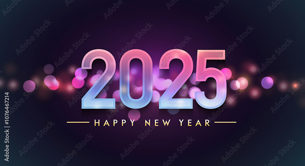 Vibrant New Year celebration with '2025' in sparkling glitter font, set against a colorful bokeh background of pink, purple hues, radiating joy and festivity. generative ai Vibrant New Year celebration with '2025' in sparkling glitter font, set against a colorful bokeh background of pink, purple hues, radiating joy and festivity. generative ai