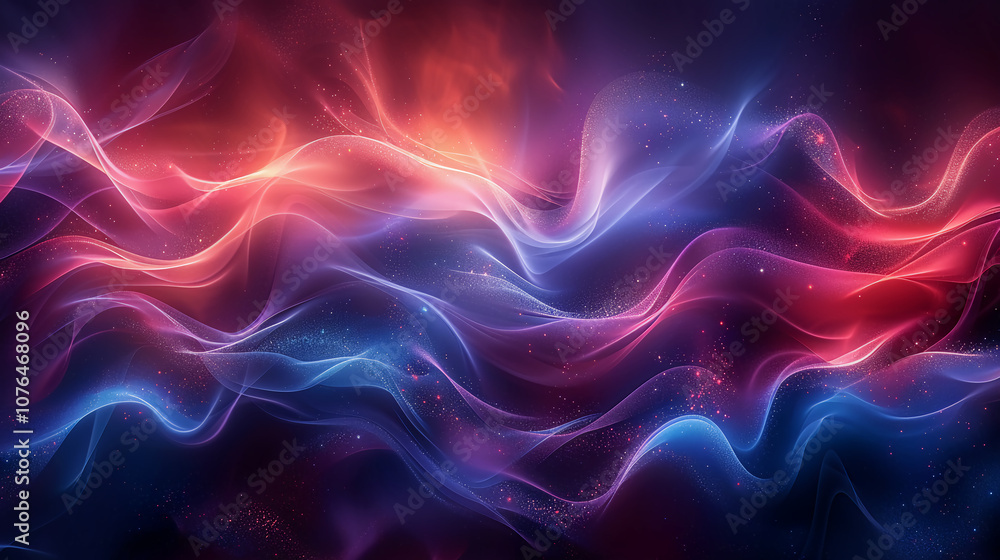 Fototapeta premium Vibrant Abstract Waves With Luminous Light and Sparkles