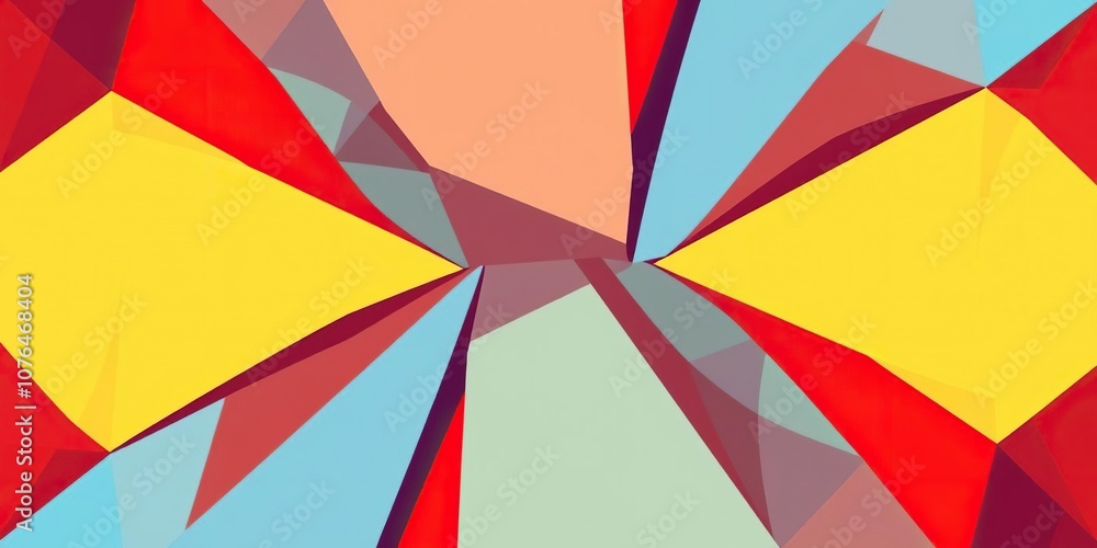 Abstract geometric shape with bold colors including red, blue, and yellow in a mesmerizing pattern, pattern, contemporary Abstract geometric shape with bold colors including red, blue, and yellow in a mesmerizing pattern, pattern, contemporary