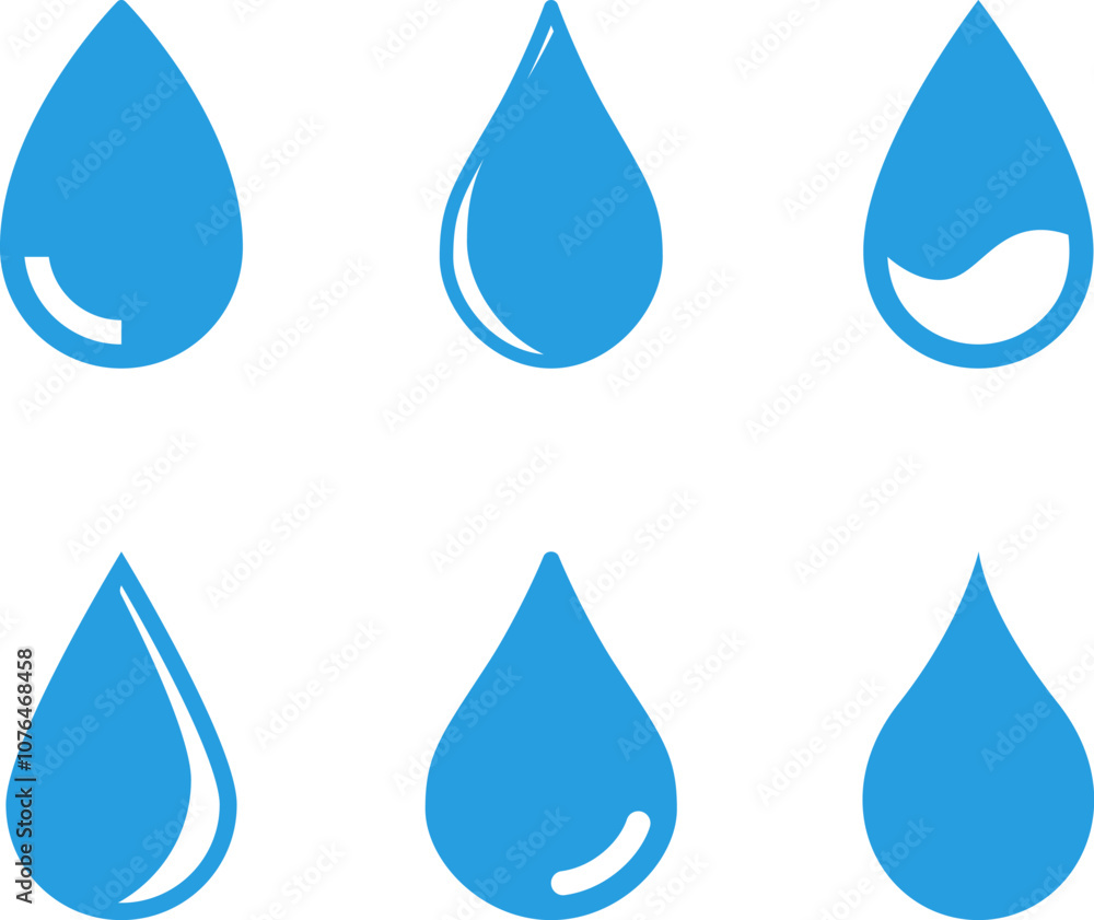 Vector blue water drop icon set. Flat droplet shapes collection Vector blue water drop icon set. Flat droplet shapes collection