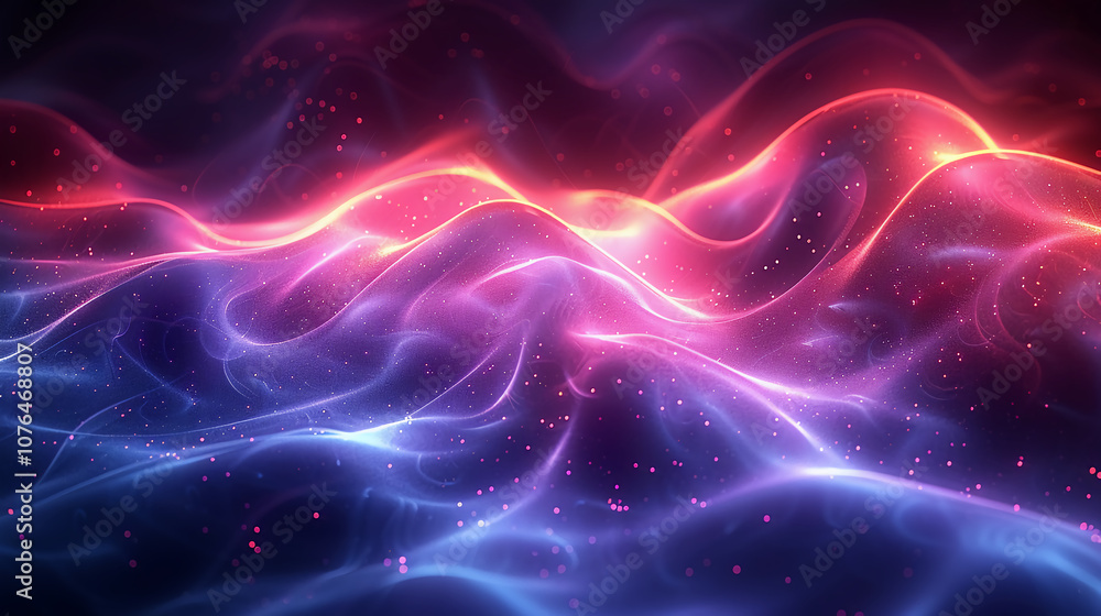 Fototapeta premium Vibrant Abstract Waves With Luminous Light and Sparkles
