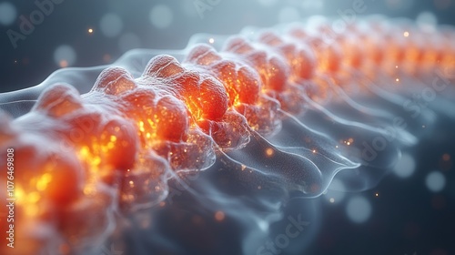 Abstract representation of a glowing spinal structure.