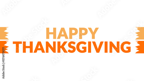 Happy Thanksgiving text with side lines on a White background.