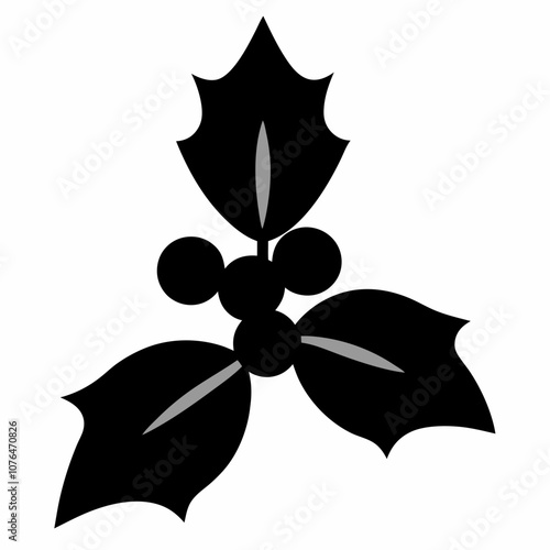 Vector mistletoe silhouette black illustration on a white background