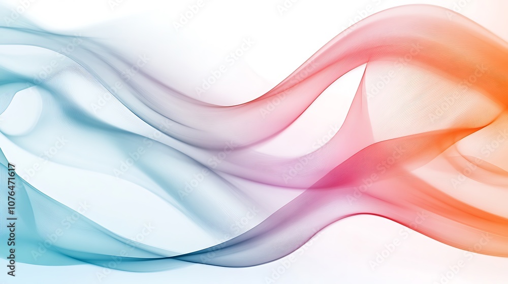 Abstract Swirling Waves of Color on a White Background Abstract Swirling Waves of Color on a White Background