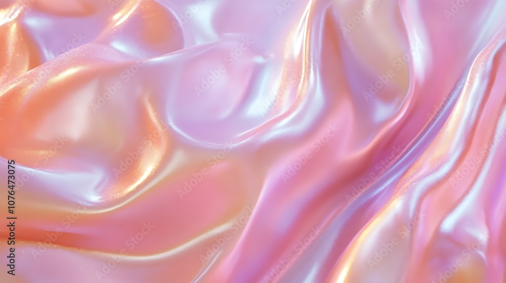 Obraz premium Abstract Iridescent Fabric Draped in Soft Pink and White Hues