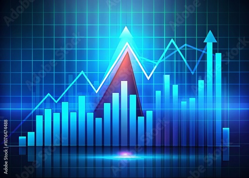 Financial Crisis Analysis: Silhouette of Financial Graph with Triangle Diagram on Isolated Blue Background for Presentations and Reports on Economic Challenges