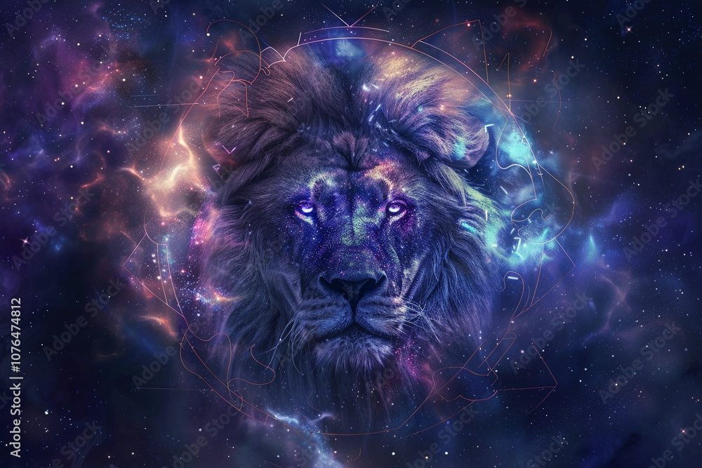 Astrological abstract composition with Leo zodiac sign symbol Astrological abstract composition with Leo zodiac sign symbol