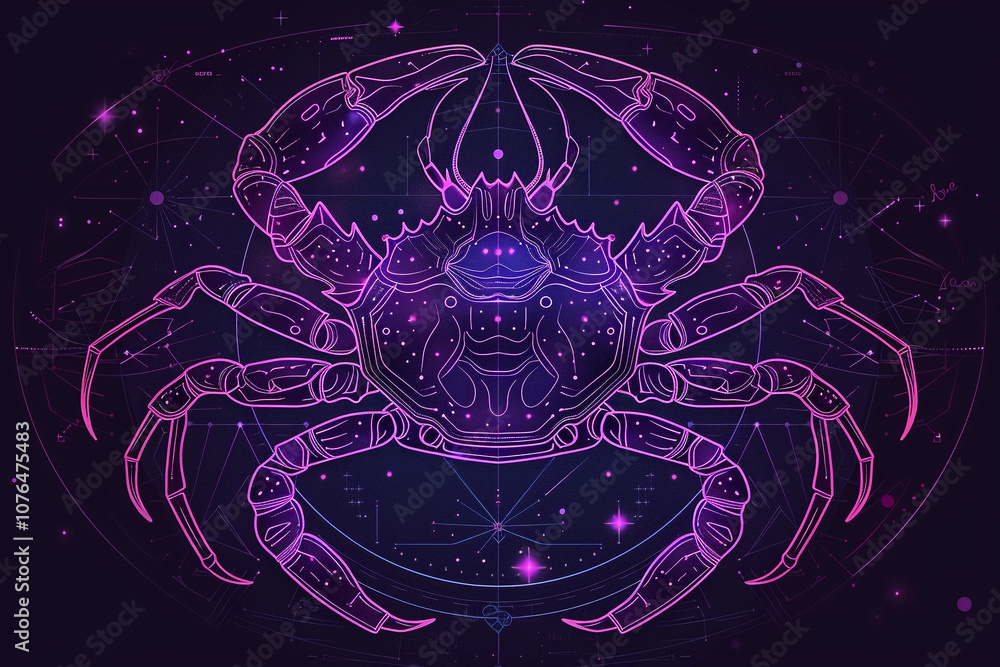 Fototapeta premium Astrological abstract composition with Cancer zodiac sign symbol