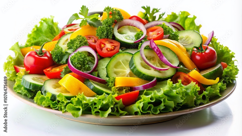 Fresh and Vibrant Green Salad on a White Background Capturing the Essence of Healthy Eating, Perfect for Culinary, Food Photography, and Lifestyle Blogs Fresh and Vibrant Green Salad on a White Background Capturing the Essence of Healthy Eating, Perfect for Culinary, Food Photography, and Lifestyle Blogs