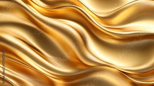 Abstract Golden Waves with a Shiny Surface