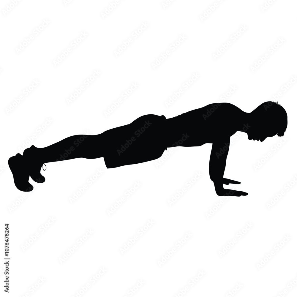 A man doing a push up. He is wearing shorts and a shirt A man doing a push up. He is wearing shorts and a shirt