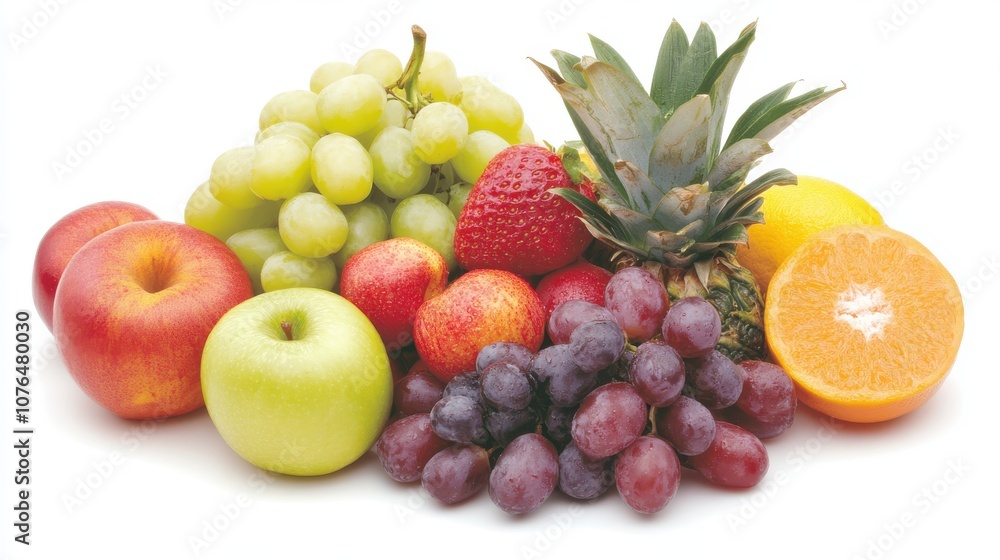 A vibrant assortment of fresh fruits including apples, grapes, pineapple, strawberries, and citrus, perfect for healthy eating. A vibrant assortment of fresh fruits including apples, grapes, pineapple, strawberries, and citrus, perfect for healthy eating.