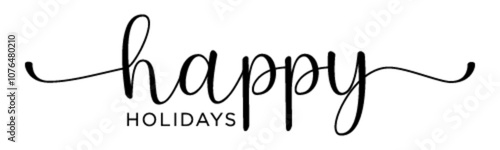 HAPPY HOLIDAYS black vector brush calligraphy banner