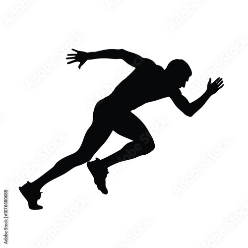 A man running with his arms outstretched. He is wearing black shorts and a black shirt