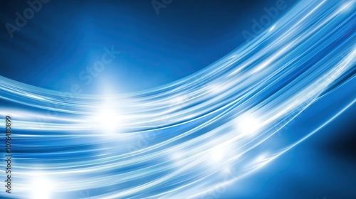 Blue abstract light waves with glowing effects