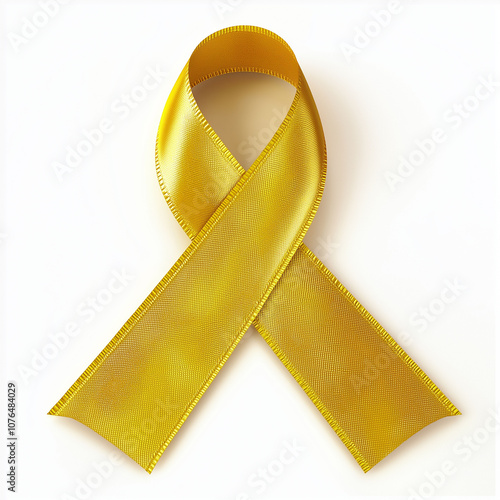 Childhood Cancer Ribbon. Bringing Awareness with Gold Silk Ribbon for Children's Cancer Day