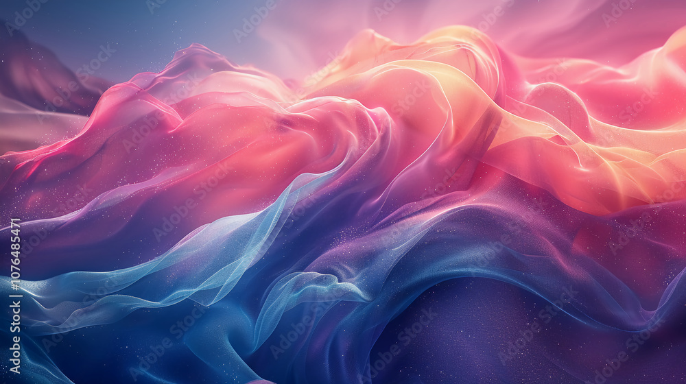 Obraz premium Vibrant Abstract Landscape with Colorful Waves and Fluid Motion