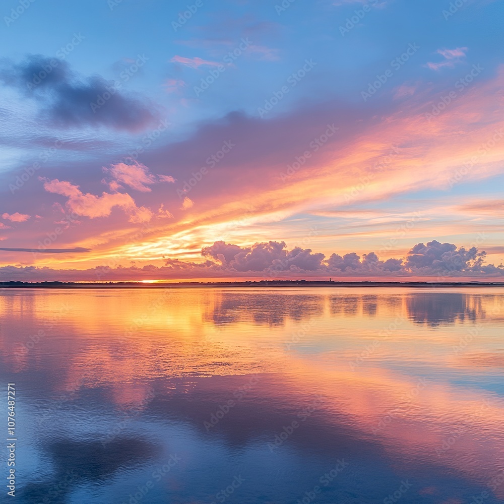 Fototapeta premium Serene dawn sky with pink and orange hues