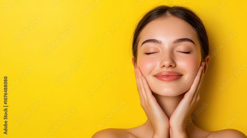 Woman contemplative with hands on face, portrait of emotion, reflection and inner peace in quiet moment Woman contemplative with hands on face, portrait of emotion, reflection and inner peace in quiet moment