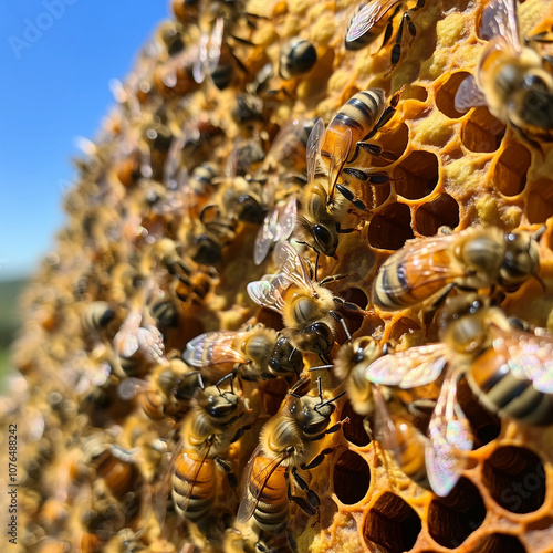 bees on honeycomb